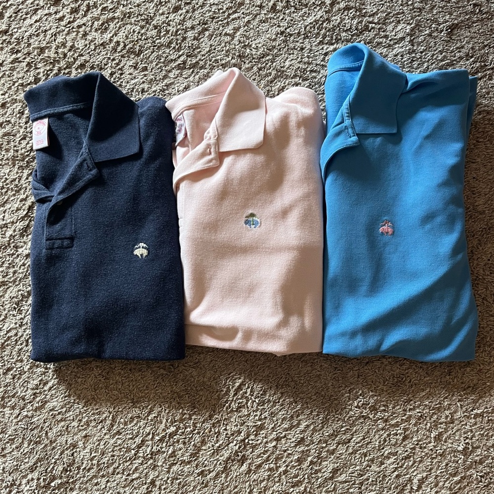 Set of Three Brooks Brothers Polo Shirts - Navy, Pink, and Blue - Picture 9 of 9